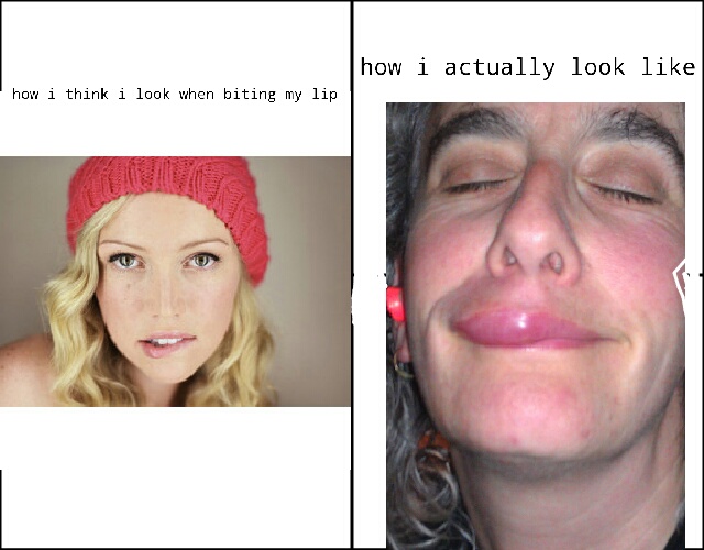 who is girl biting lip meme.