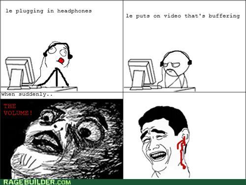 Headphones, Y U Ruin My Hearing?! - meme