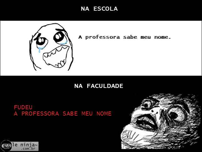 escola x faculdade - meme