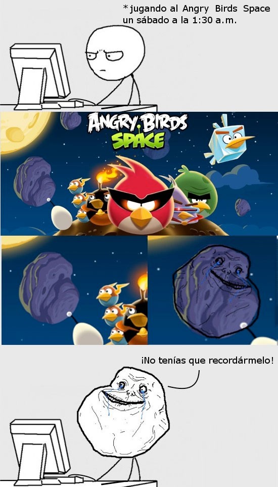 Forever Alone contra angry birds - meme