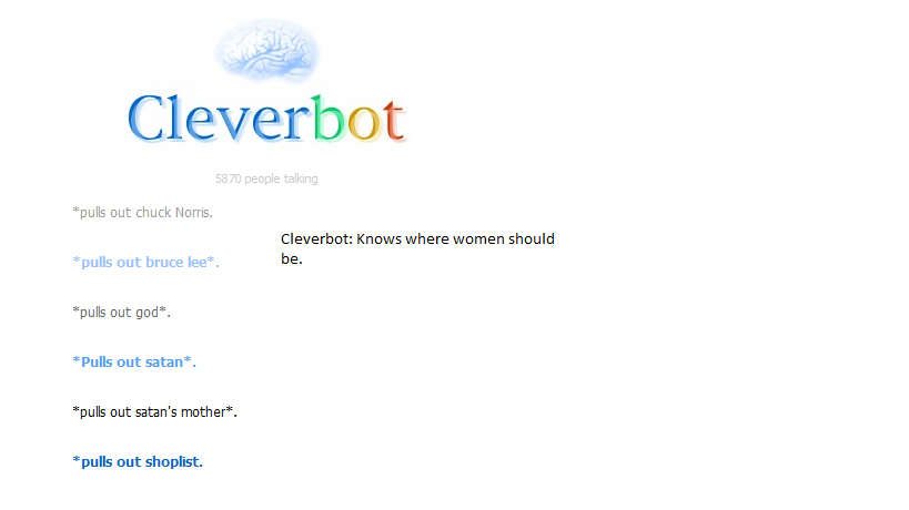 Cleverbot knows where women should be. - meme