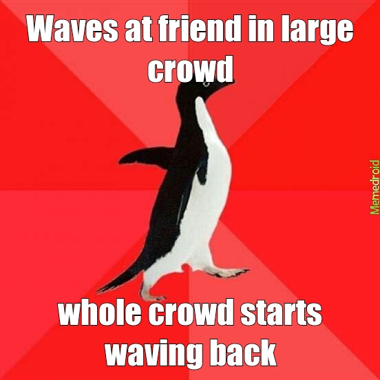 Waves at crowd - meme
