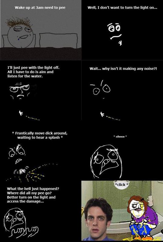 Rage Comic pee at night - meme