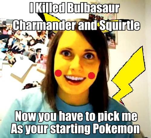 Overly Attached Pikachu - meme