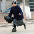 Grandma skater coming home