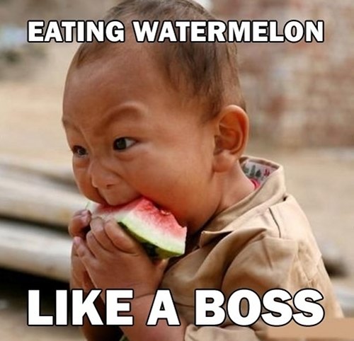 Eating watermelon like a boss - meme
