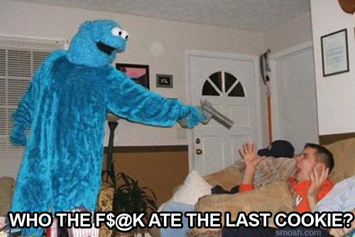 cookie monster is ANGRY - meme
