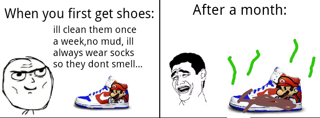 i feel bad for this because those shoes are the coolest things ive ever seen - meme