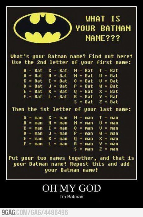 Guess Your Batman Name! - meme