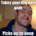Greg picks up poop