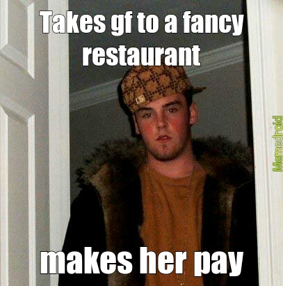 Scumbag steve in a restaurant - meme