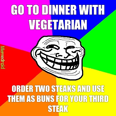 TrollFace Vegetarians - meme